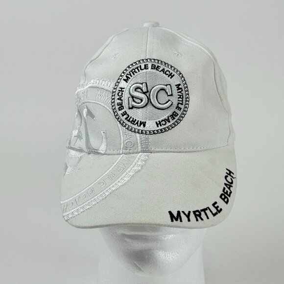 Myrtle Beach SC Souvenir Hat White Embroidered Retro Cap Adjustable Travel Gift - Picture 1 of 5